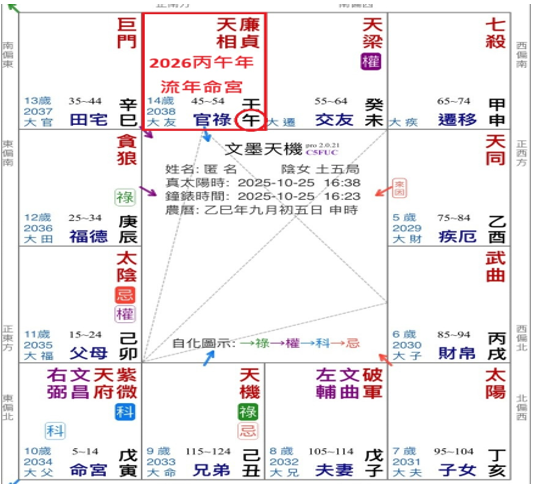 紫微斗數流年分析流年命宮圖示